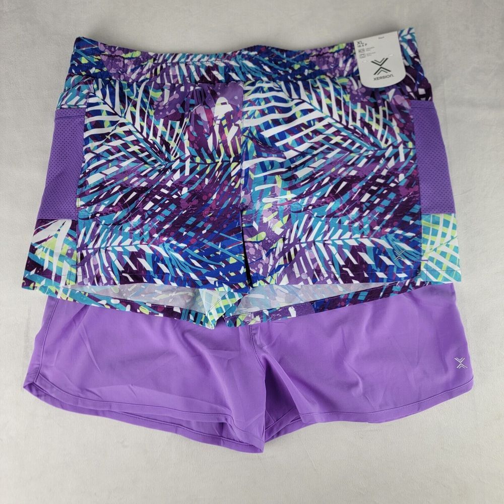 Xersion Women XL Purple‎ Running Shorts Brief Lined Side Pocket Inseam 2.5" New
